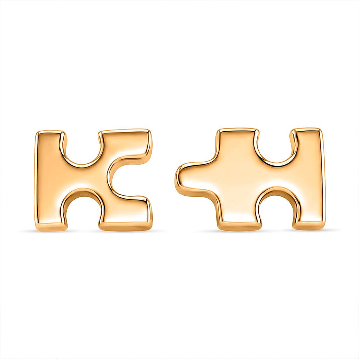 Lucy Q Jigsaw Collection - Puzzle Piece Stud Earring with Push Back in 18K Vermeil Yellow Gold Plated Sterling Silver 8342400 1