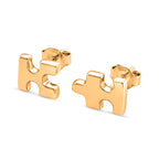 Lucy Q Jigsaw Collection - Puzzle Piece Stud Earring with Push Back in 18K Vermeil Yellow Gold Plated Sterling Silver