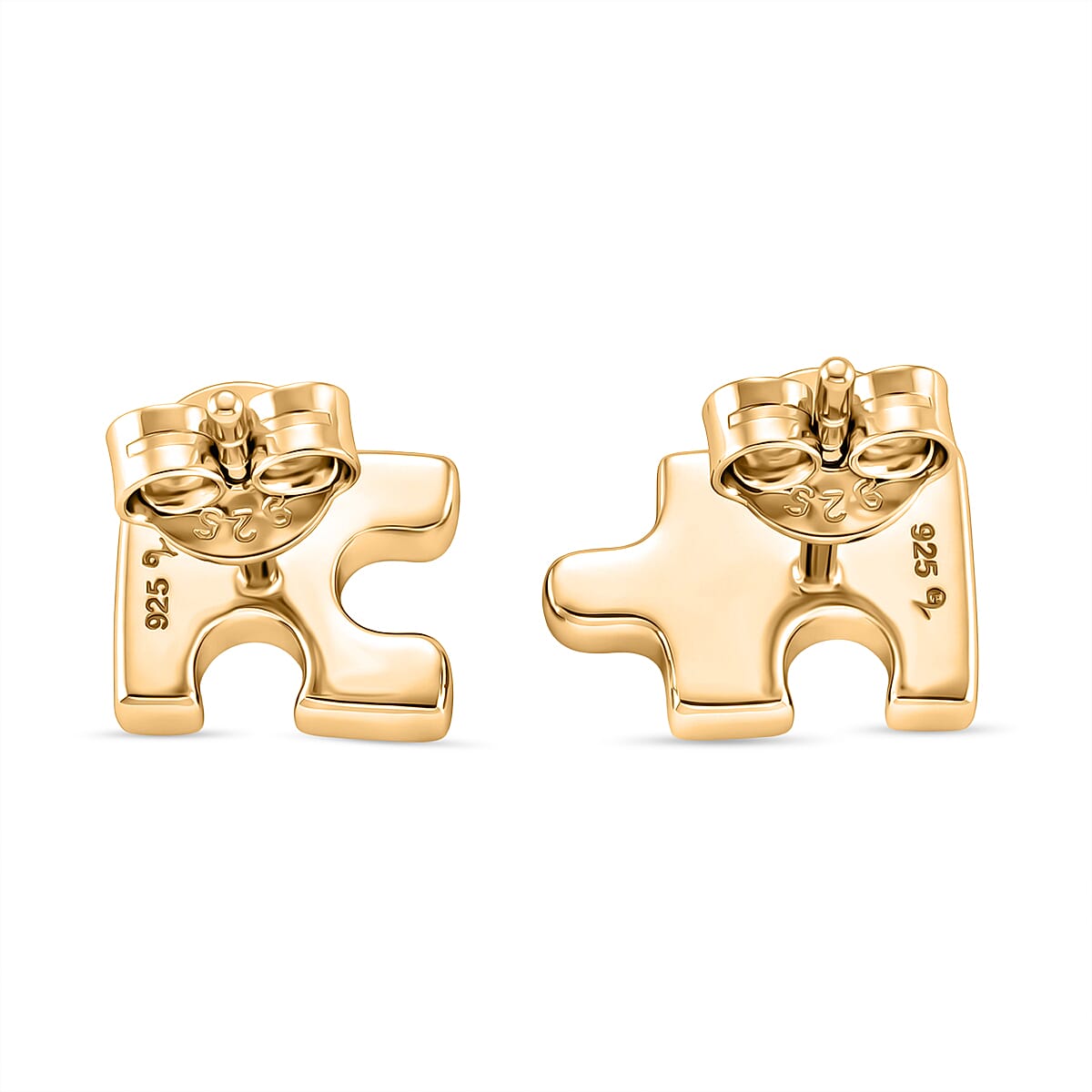 Lucy Q Jigsaw Collection - Puzzle Piece Stud Earring with Push Back in 18K Vermeil Yellow Gold Plated Sterling Silver 8342400 5