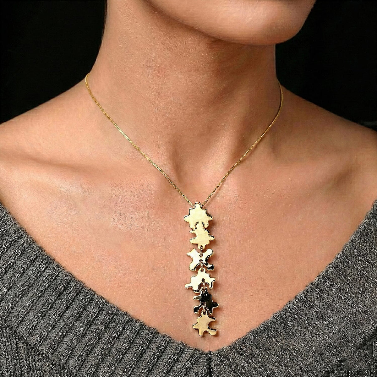 Lucy Q Jigsaw Collection - Puzzle Pieces Pendant with Chain (Size 18) in 18K Vermeil Yellow Gold Plated Sterling Silver 4438667 2