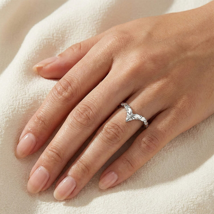 Lucy Q Jigsaw Collection - Wishbone Ring in Rhodium Overlay Sterling Silver 8342367 2