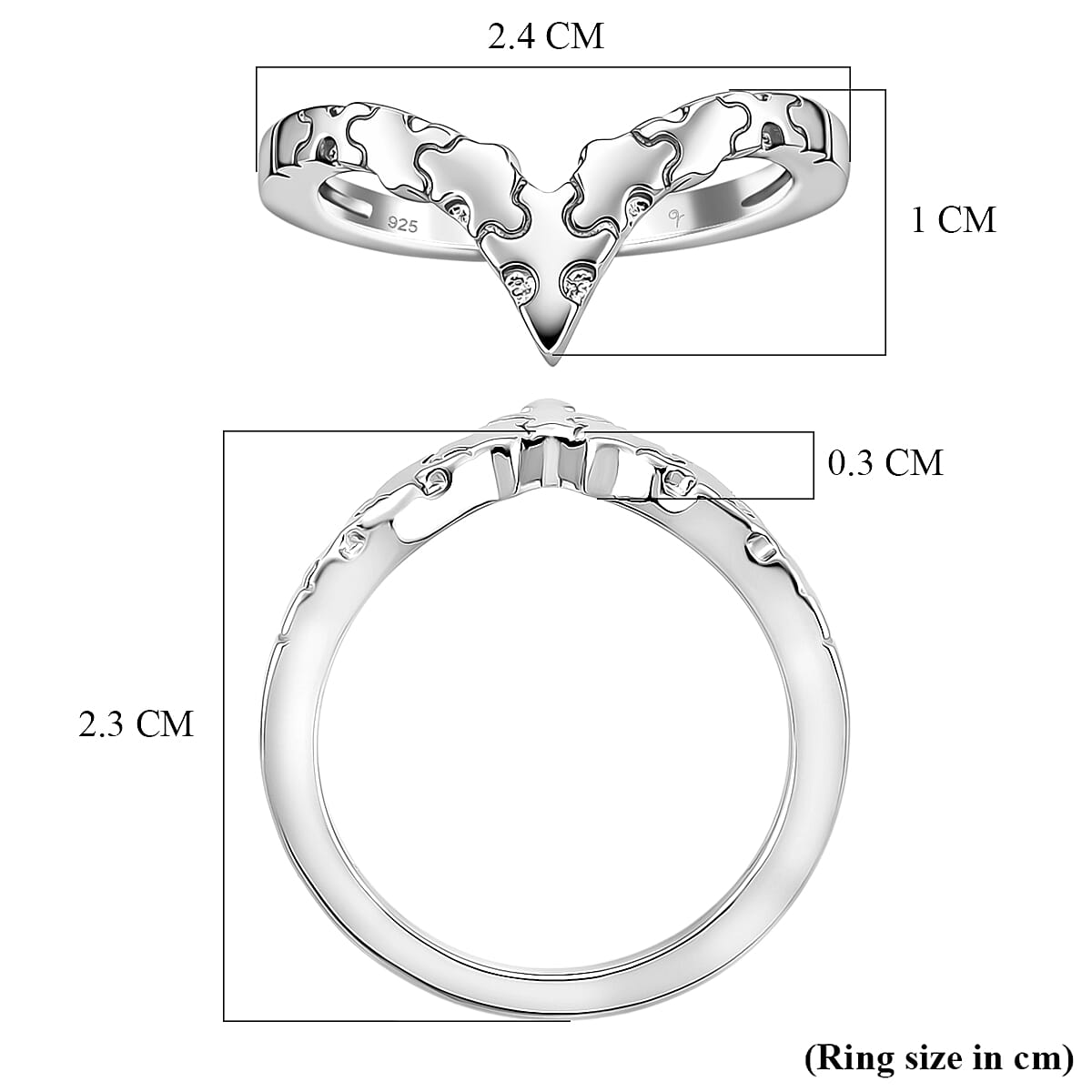 Lucy Q Jigsaw Collection - Wishbone Ring in Rhodium Overlay Sterling Silver 8342367 6