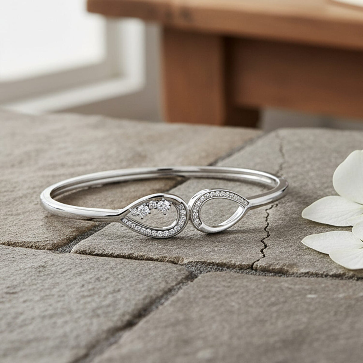Moissanite Bangle bangle in Rhodium Sterling Silver 8273486 2