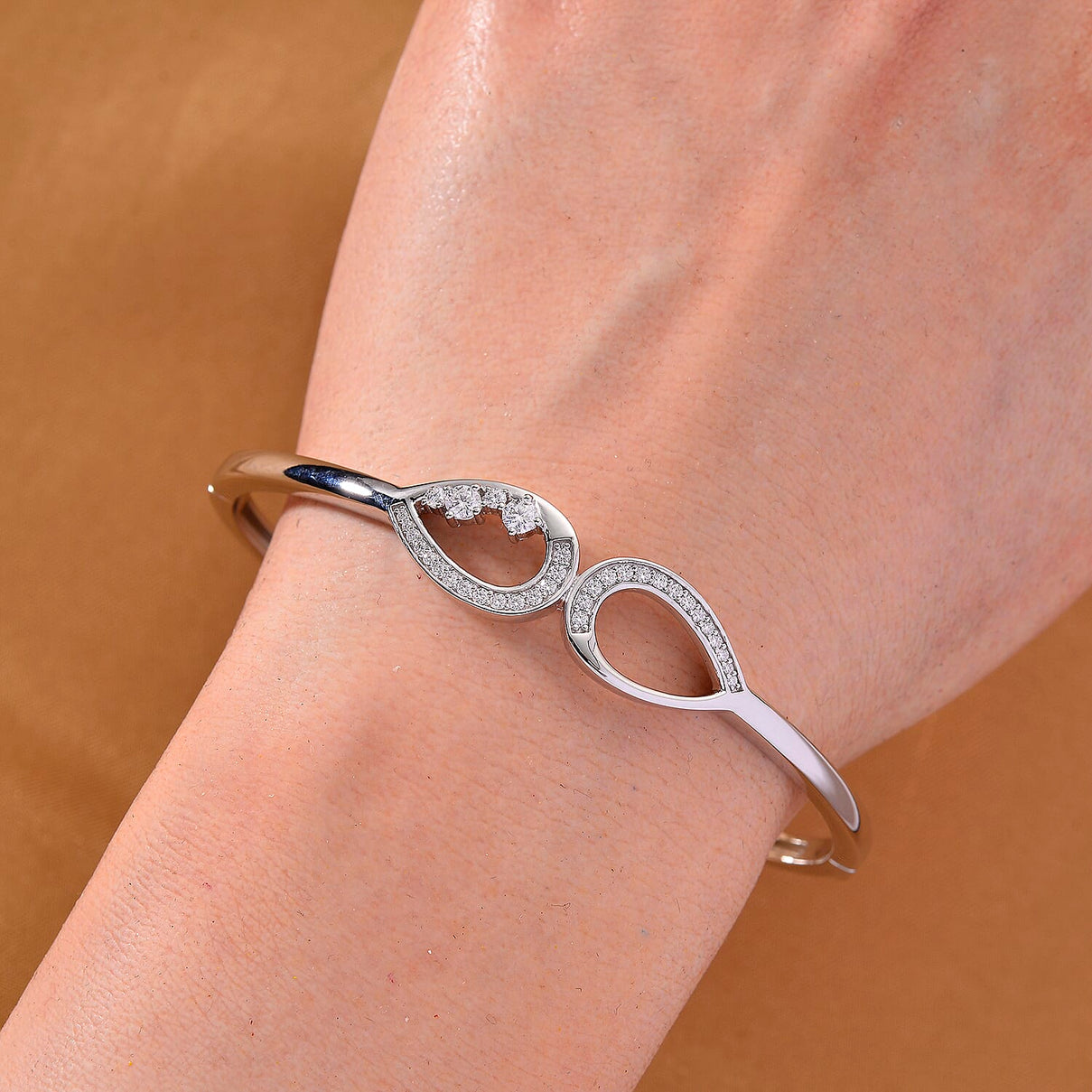 Moissanite Bangle bangle in Rhodium Sterling Silver 8273486 3