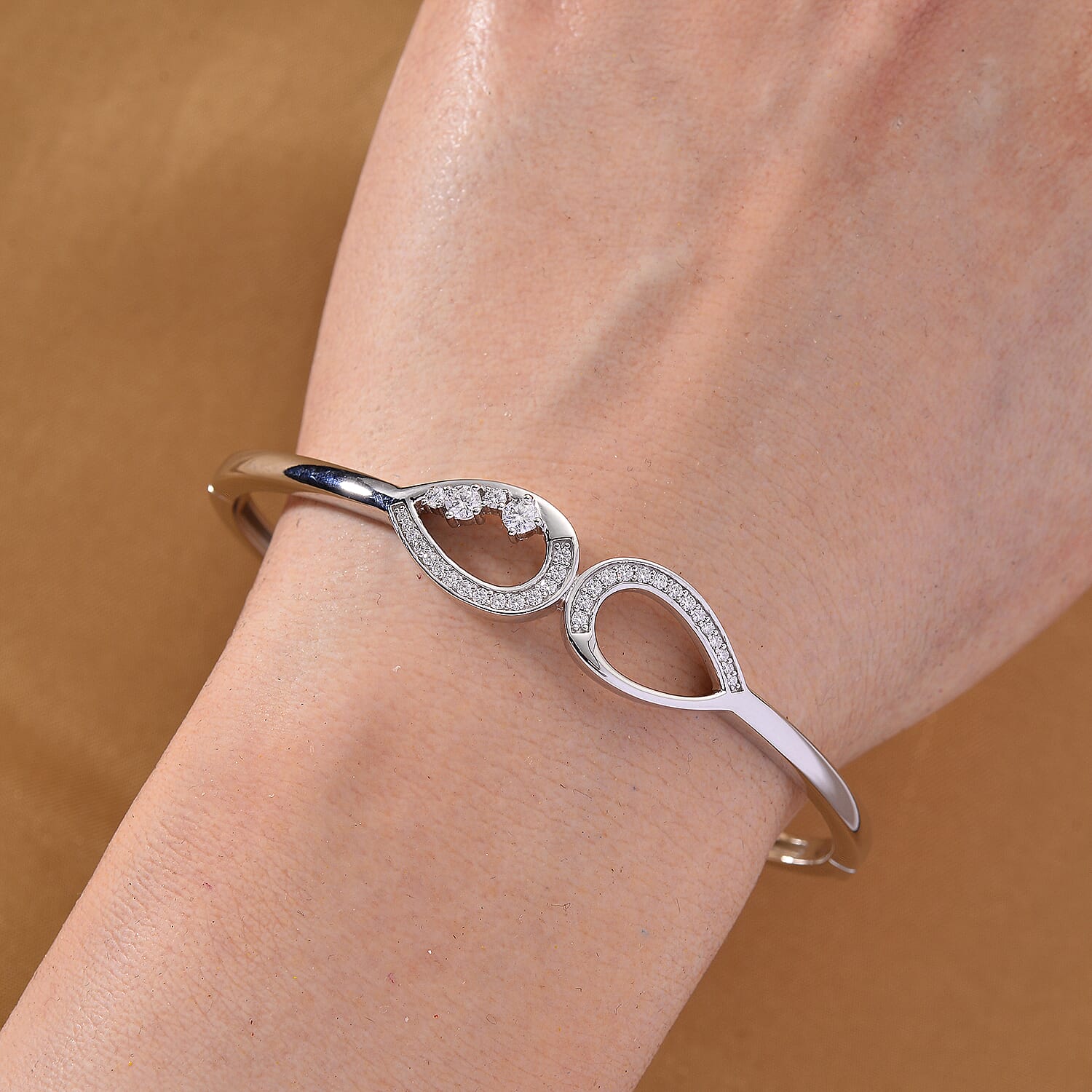 Moissanite Bangle bangle in Rhodium Sterling Silver 8273486 3