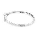 Lucy Q - Fluid Collection Moissanite Cuff Bangle (Size 7) in Rhodium Overlay Sterling Silver, Silver Wt. 14.00 Gms.