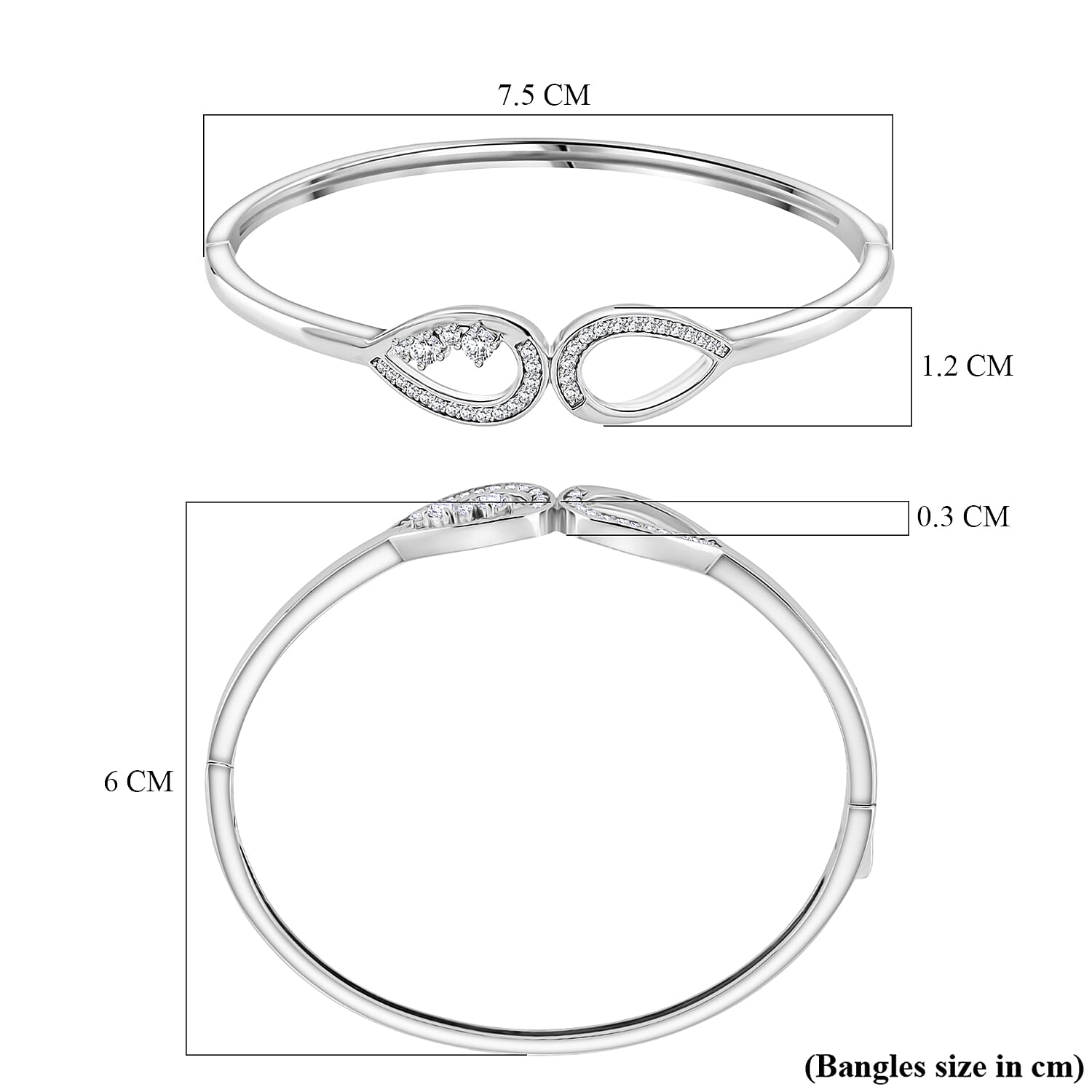 Moissanite Bangle bangle in Rhodium Sterling Silver 8273486 6