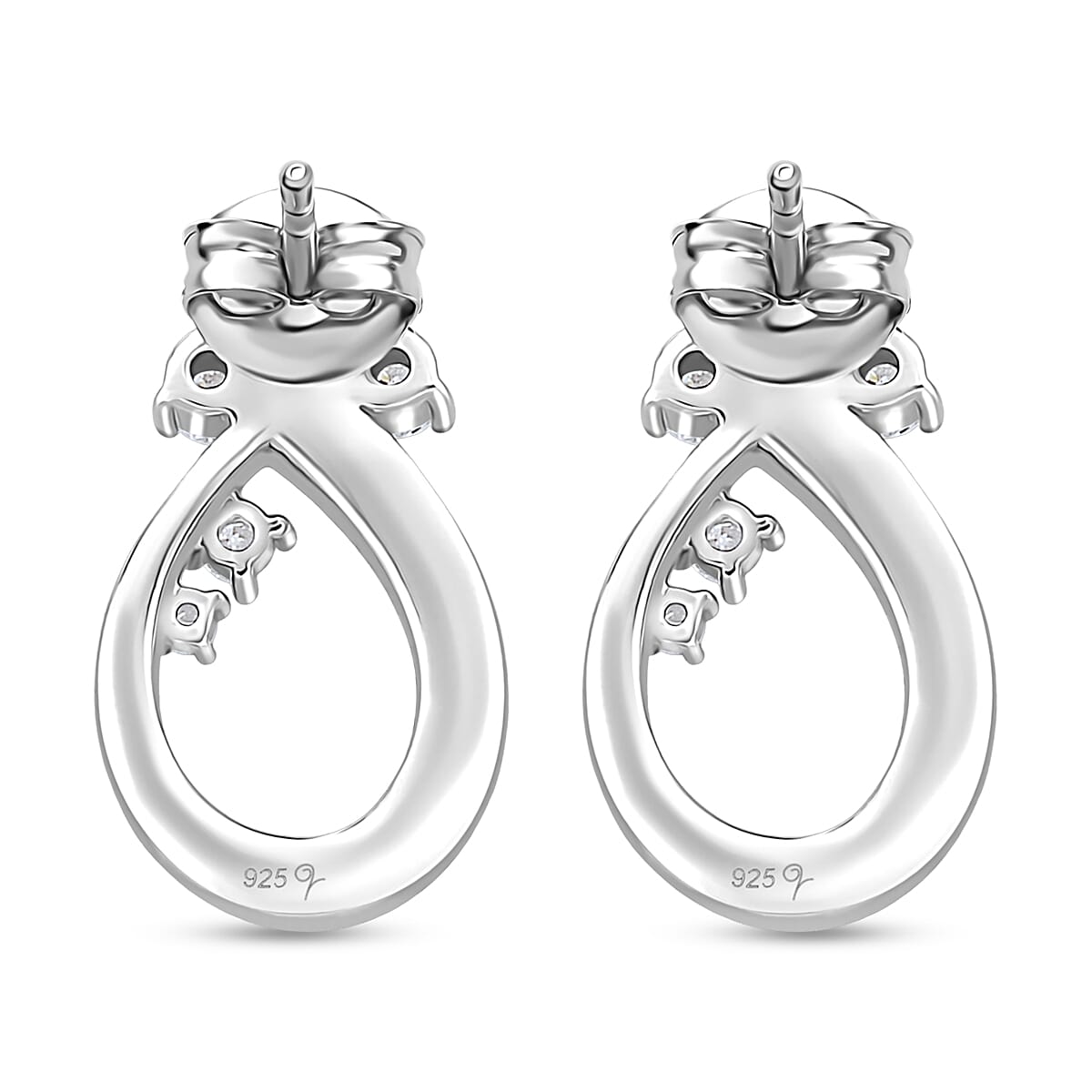 Moissanite Teardrop earring in Rhodium Sterling Silver 8273439 4