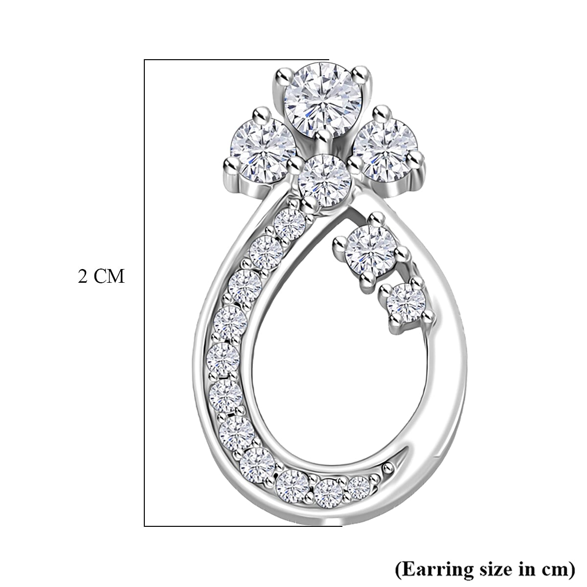 Moissanite Teardrop earring in Rhodium Sterling Silver 8273439 5
