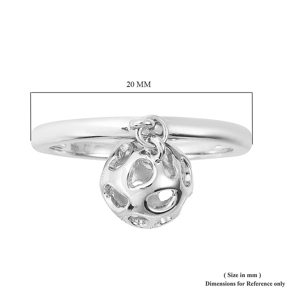 RACHEL GALLEY Rhodium Overlay Sterling Silver Lattice Globe Ring