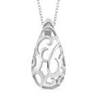 LucyQ- Air Drip Collection Pendant with Chain (Size 16-18) in Rhodium Overlay Sterling Silver