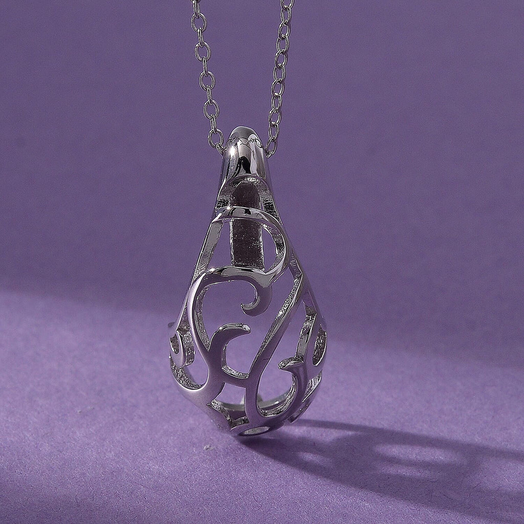 LucyQ- Air Drip Collection Pendant with Chain (Size 16-18) in Rhodium Overlay Sterling Silver