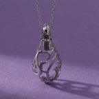 LucyQ- Air Drip Collection Pendant with Chain (Size 16-18) in Rhodium Overlay Sterling Silver