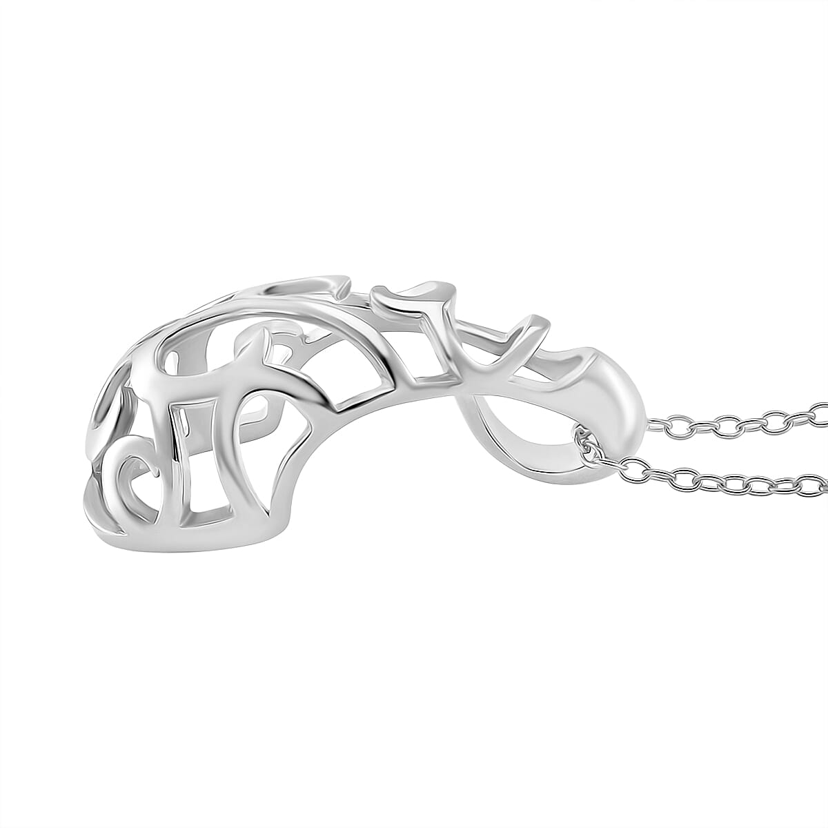 Lucy Q - Air Drip Collection Openwork Teardrop Pendant with Chain (Size 16-18) in Rhodium Overlay Sterling Silver 4360870 3