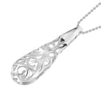 Lucy Q Air Drip Filigree Collection - Rhodium Overlay Sterling Silver Openwork Teardrop Pendant with Chain (Size - 18-22-26)