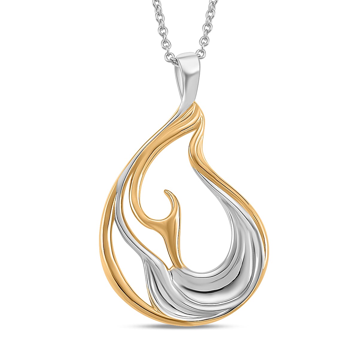Lucy Q-Flame Collection Sculptural Pendant with Chain (Size 18-24-28) in Two Tone Plated Sterling Silver, Silver Wt. 8.50 Gms. 4424286 0