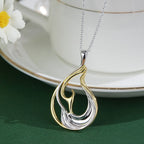 Lucy Q-Flame Collection Sculptural Pendant with Chain (Size 18-24-28) in Two Tone Plated Sterling Silver, Silver Wt. 8.50 Gms.
