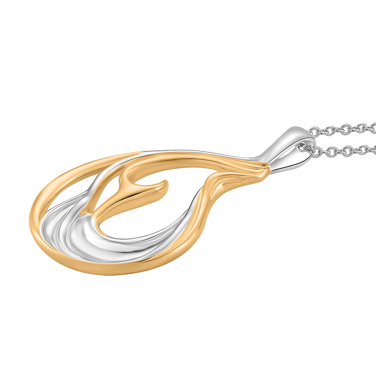 Lucy Q-Flame Collection Sculptural Pendant with Chain (Size 18-24-28) in Two Tone Plated Sterling Silver, Silver Wt. 8.50 Gms. 4424286 4