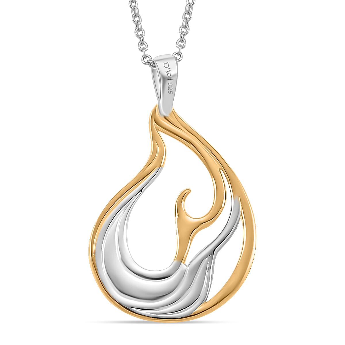 Lucy Q-Flame Collection Sculptural Pendant with Chain (Size 18-24-28) in Two Tone Plated Sterling Silver, Silver Wt. 8.50 Gms. 4424286 5