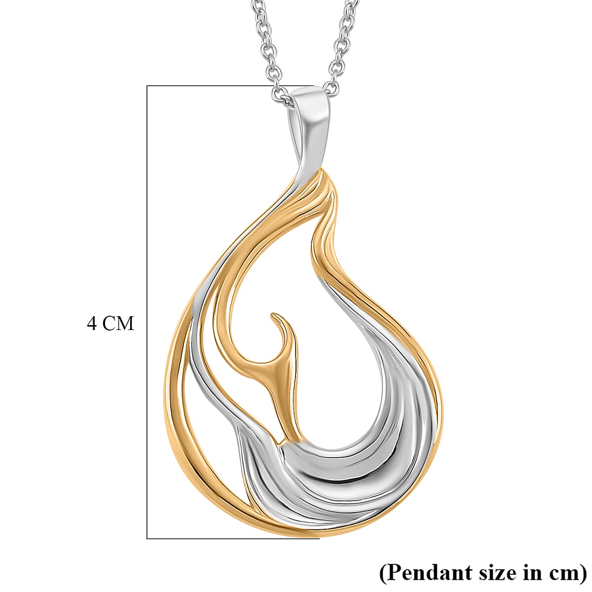 Lucy Q-Flame Collection Sculptural Pendant with Chain (Size 18-24-28) in Two Tone Plated Sterling Silver, Silver Wt. 8.50 Gms. 4424286 7