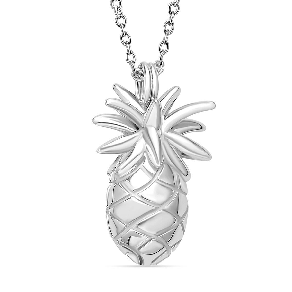 Lucy Q Delicious Collection - Pineapple Pendant with Chain (Size - 18/24/30) in Rhodium Overlay Sterling 4123115 0