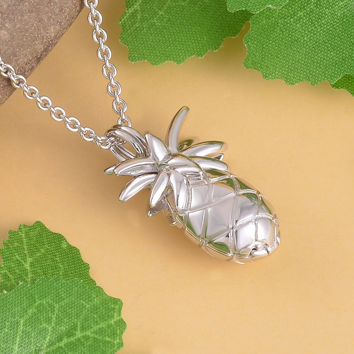 Lucy Q Delicious Collection - Pineapple Pendant with Chain (Size - 18/24/30) in Rhodium Overlay Sterling 4123115 2