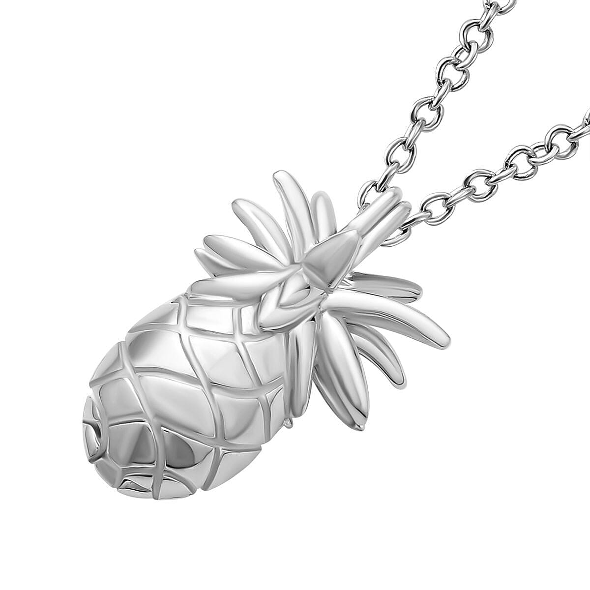 Lucy Q Delicious Collection - Pineapple Pendant with Chain (Size - 18/24/30) in Rhodium Overlay Sterling 4123115 3