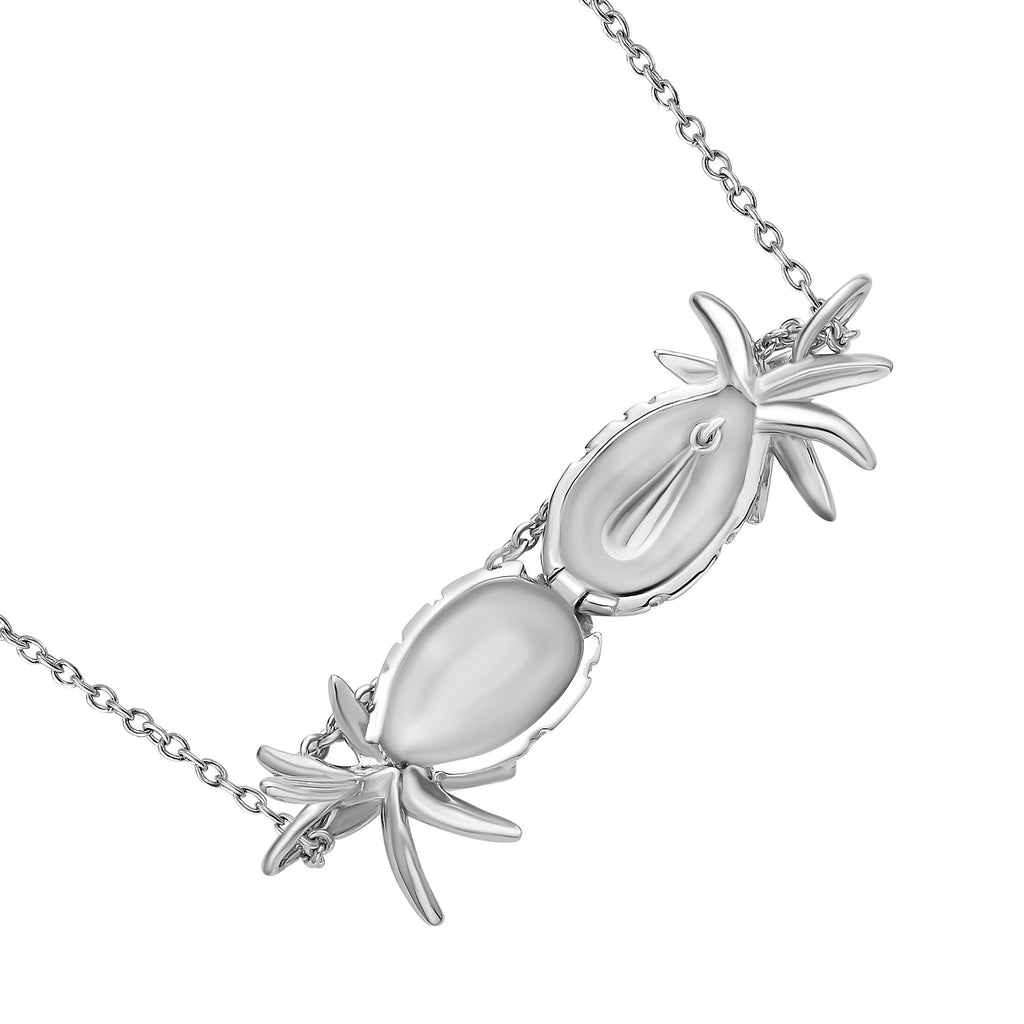 LucyQ Delicious Collection - Rhodium Overlay Sterling Silver Pineapple Pendant with Chain 14 grams (Size - 18-24-30)