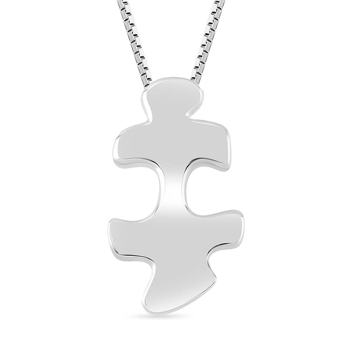 Lucy Q Jigsaw Collection - Puzzle Piece Pendant with Chain (Size 18) in Rhodium Overlay Sterling Silver 4374846 1
