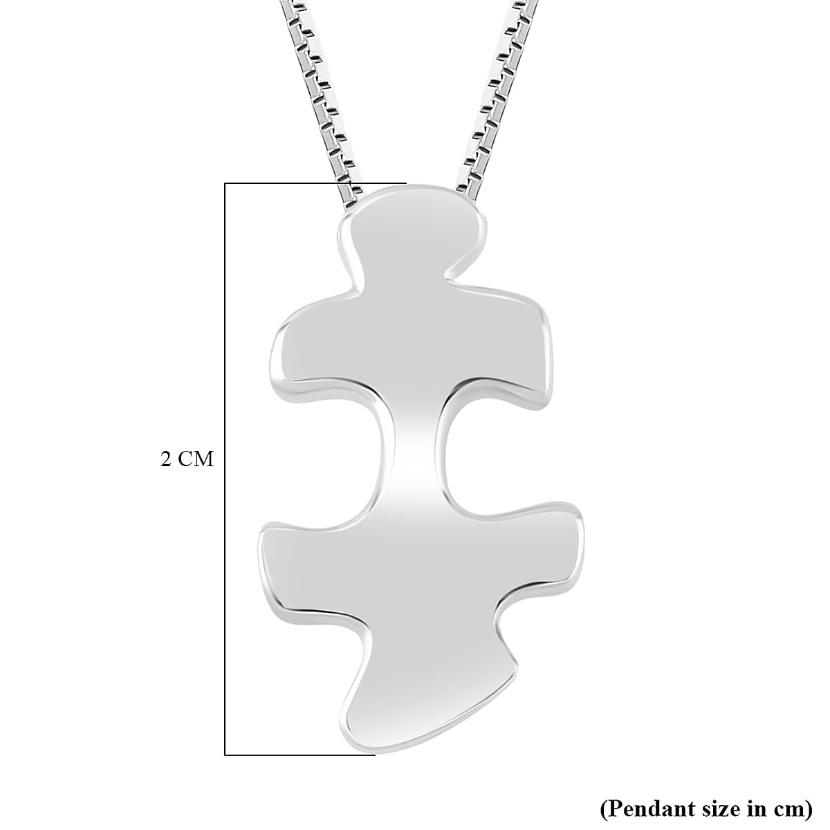 Lucy Q Jigsaw Collection - Puzzle Piece Pendant with Chain (Size 18) in Rhodium Overlay Sterling Silver 4374846 6