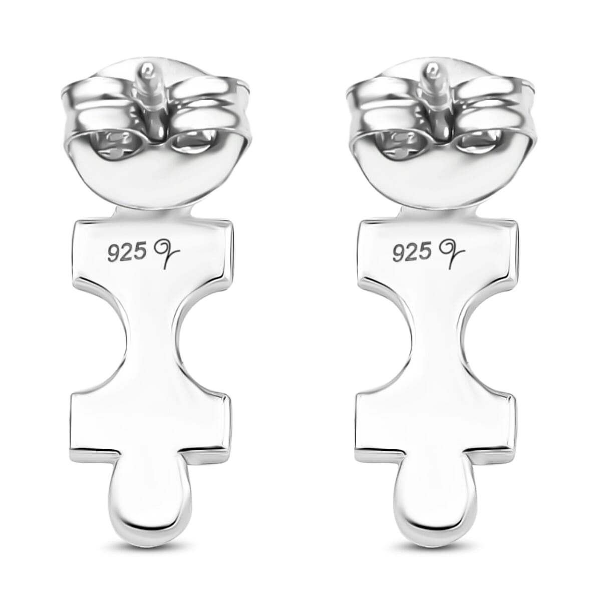 Lucy Q Jigsaw Collection - Puzzle Piece Stud Push Back Earrings in Rhodium Overlay Sterling Silver 8112101 5