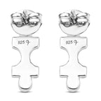 Lucy Q Jigsaw Collection - Puzzle Piece Stud Push Back Earrings in Rhodium Overlay Sterling Silver