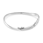 Lucy Q Filigree Collection Rhodium Overlay Sterling Silver Filigree Bangle (Size - 8) Silver Wt. 20.00 Gms.
