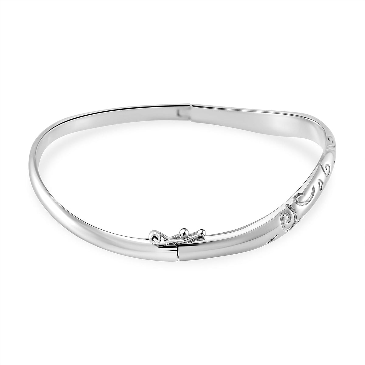 Lucy Q Filigree Collection Rhodium Overlay Sterling Silver Filigree Bangle (Size - 8) 7891161 3