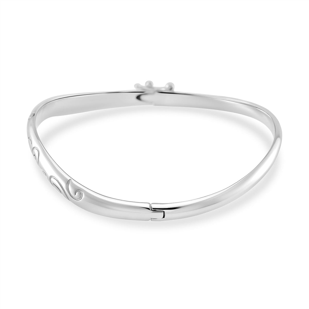 Lucy Q Filigree Collection Rhodium Overlay Sterling Silver Filigree Bangle (Size - 8) 7891161 4