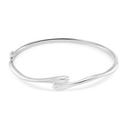 Lucy Q Drop Collection Rhodium Overlay Sterling Silver Drop Bangle (Size - 8)