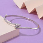 Lucy Q Drop Collection Rhodium Overlay Sterling Silver Drop Bangle (Size - 8)