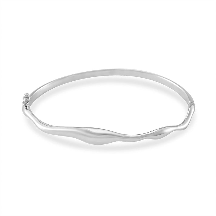 Lucy Q Wave Collection Rhodium Overlay Sterling Silver Wave Bangle (Size - 8) 7891170 1
