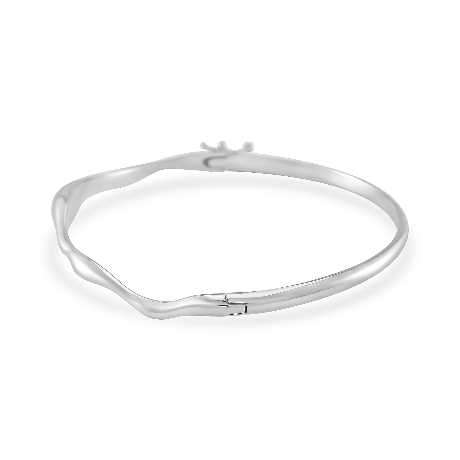Lucy Q Wave Collection Rhodium Overlay Sterling Silver Wave Bangle (Size - 8) 7891170 4