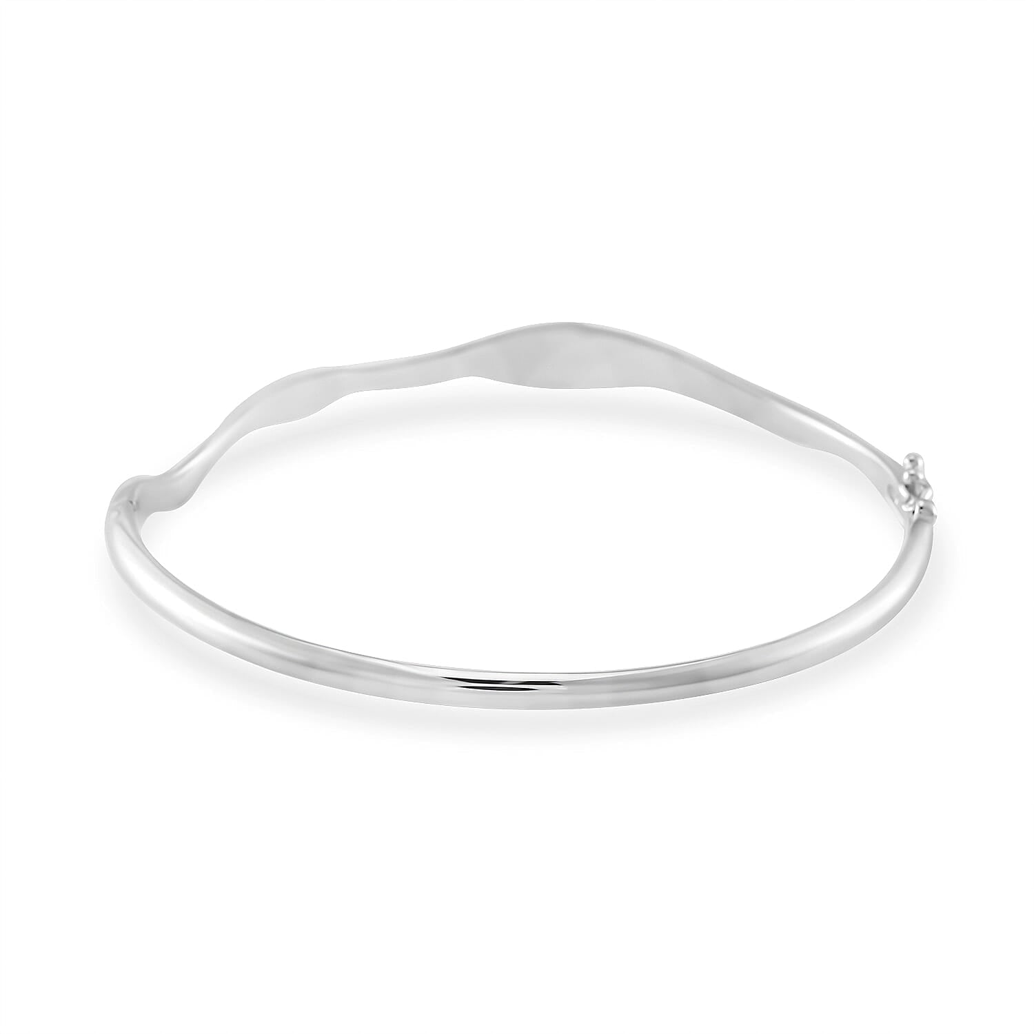 Lucy Q Wave Collection Rhodium Overlay Sterling Silver Wave Bangle (Size - 8) 7891170 5