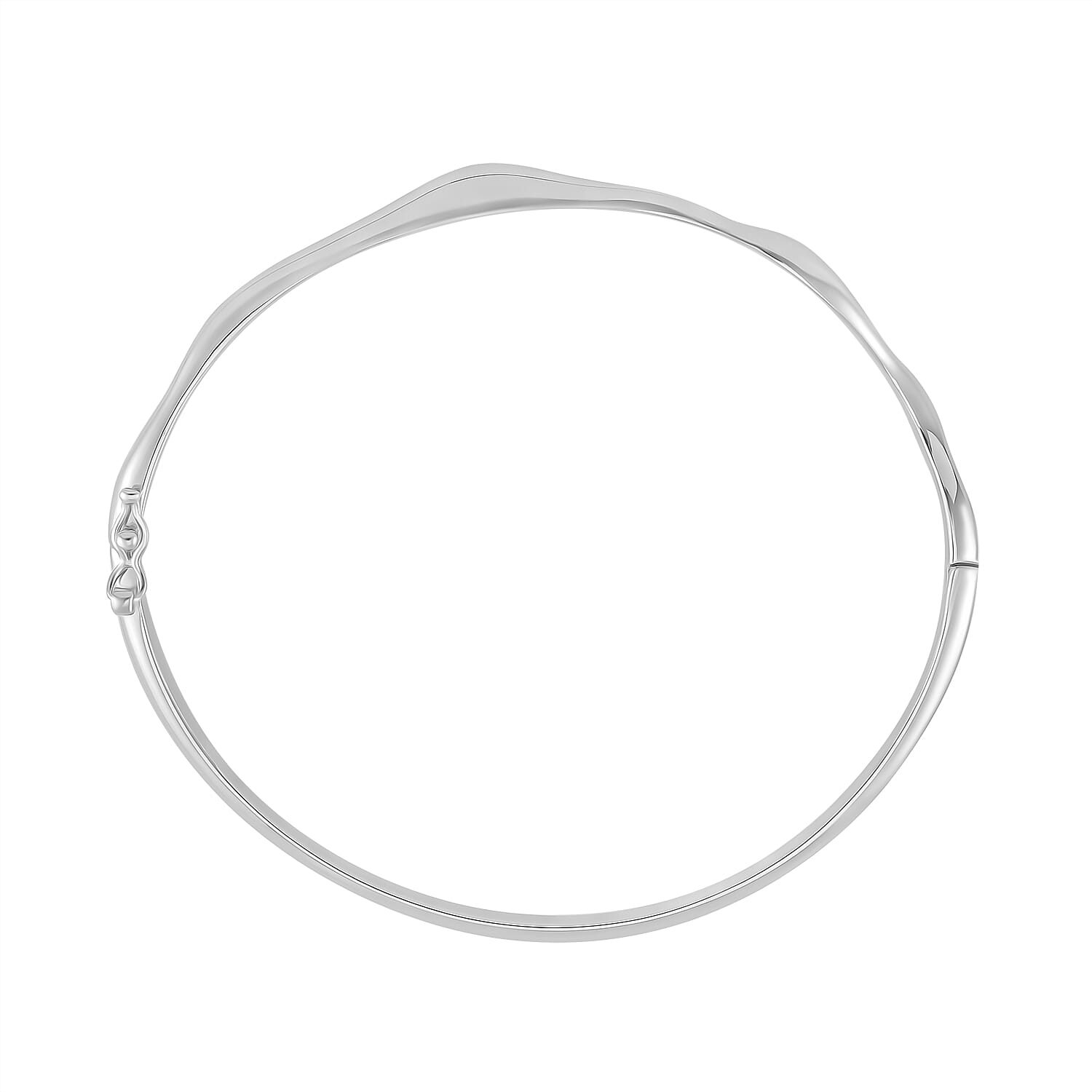Lucy Q Wave Collection Rhodium Overlay Sterling Silver Wave Bangle (Size - 8) 7891170 6