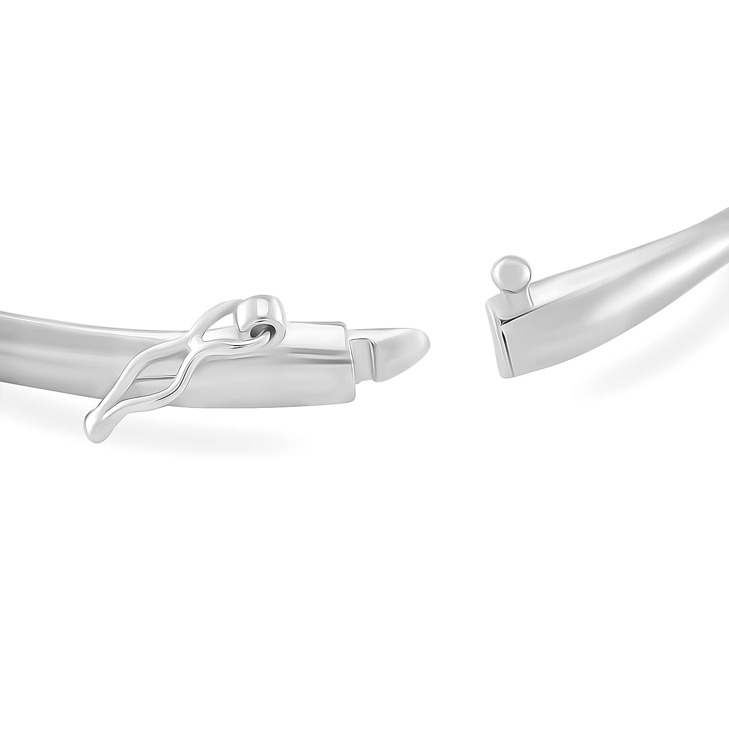 Lucy Q Wave Collection Rhodium Overlay Sterling Silver Wave Bangle (Size - 8) 7891170 7