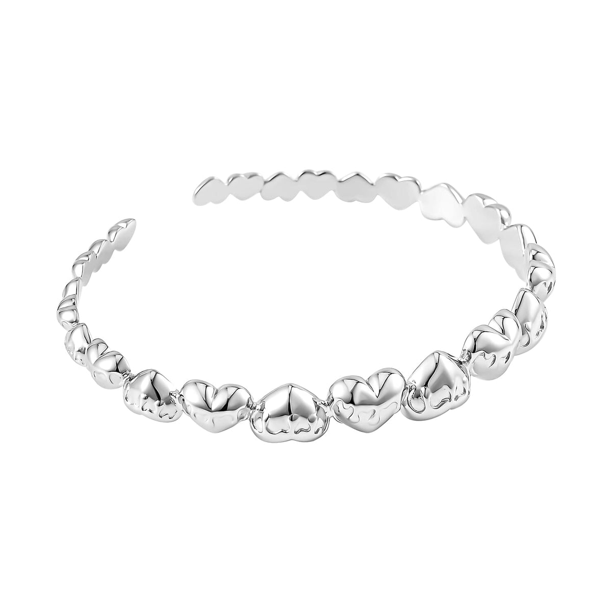 Lucy Q Melting Heart Collection - Rhodium Overlay Sterling Silver Heart Cuff Bangle (Size 7.5), Silver Wt. 22.50 Gms 7535248 4