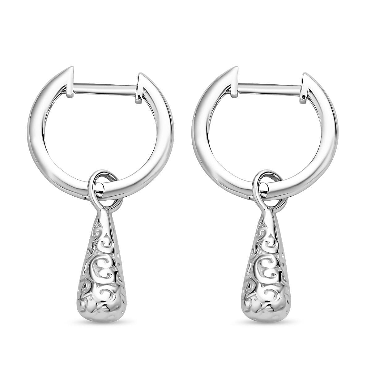Lucy Q Airdrip Collection - Rhodium Overlay Sterling Silver Dangle Detachable Earrings (with Hoop) 7273534 4