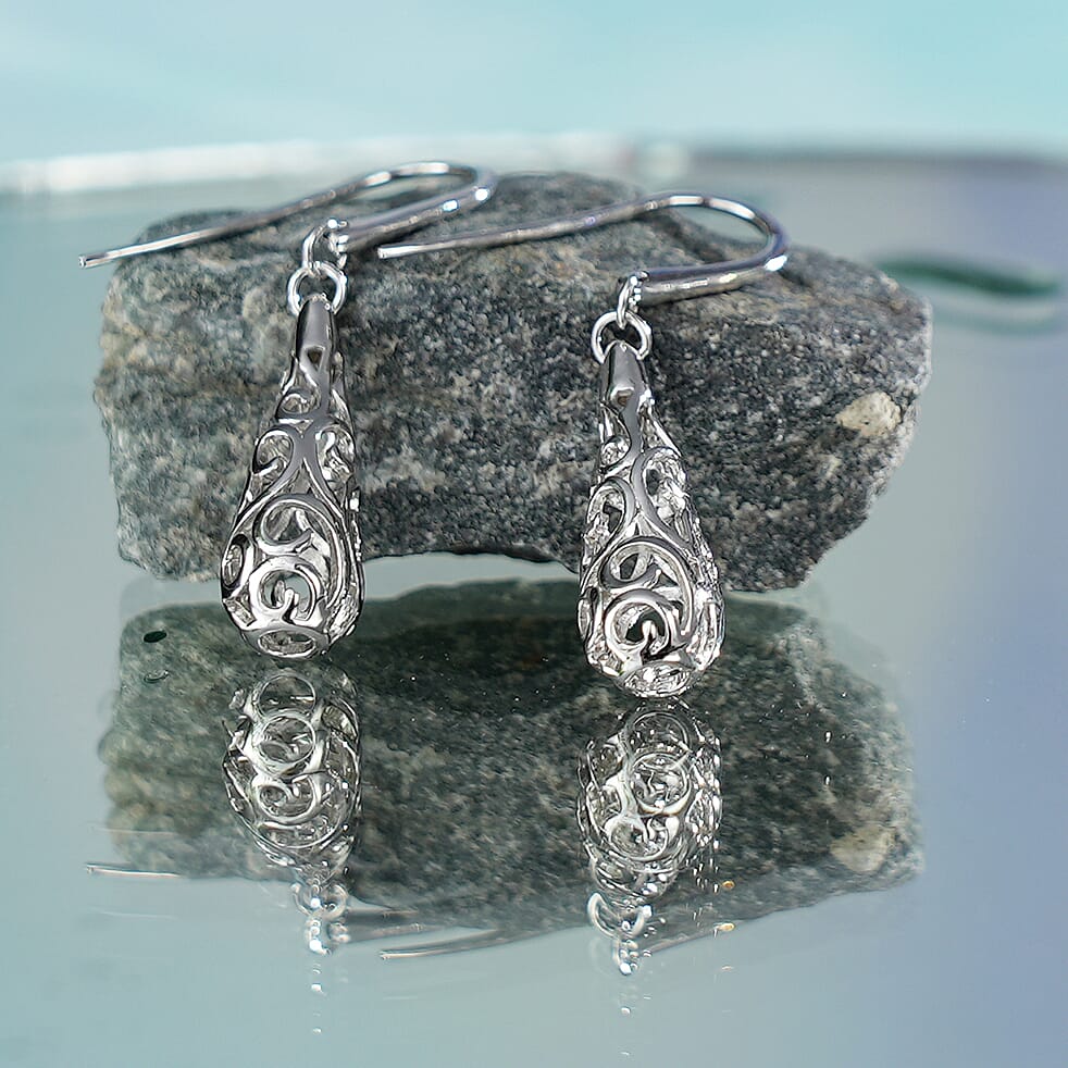 Lucy Q Air Drip Filigree Collection - Rhodium Overlay Sterling Silver, Earrings, Sliver Wt. 6.00 Gms 2388583 1