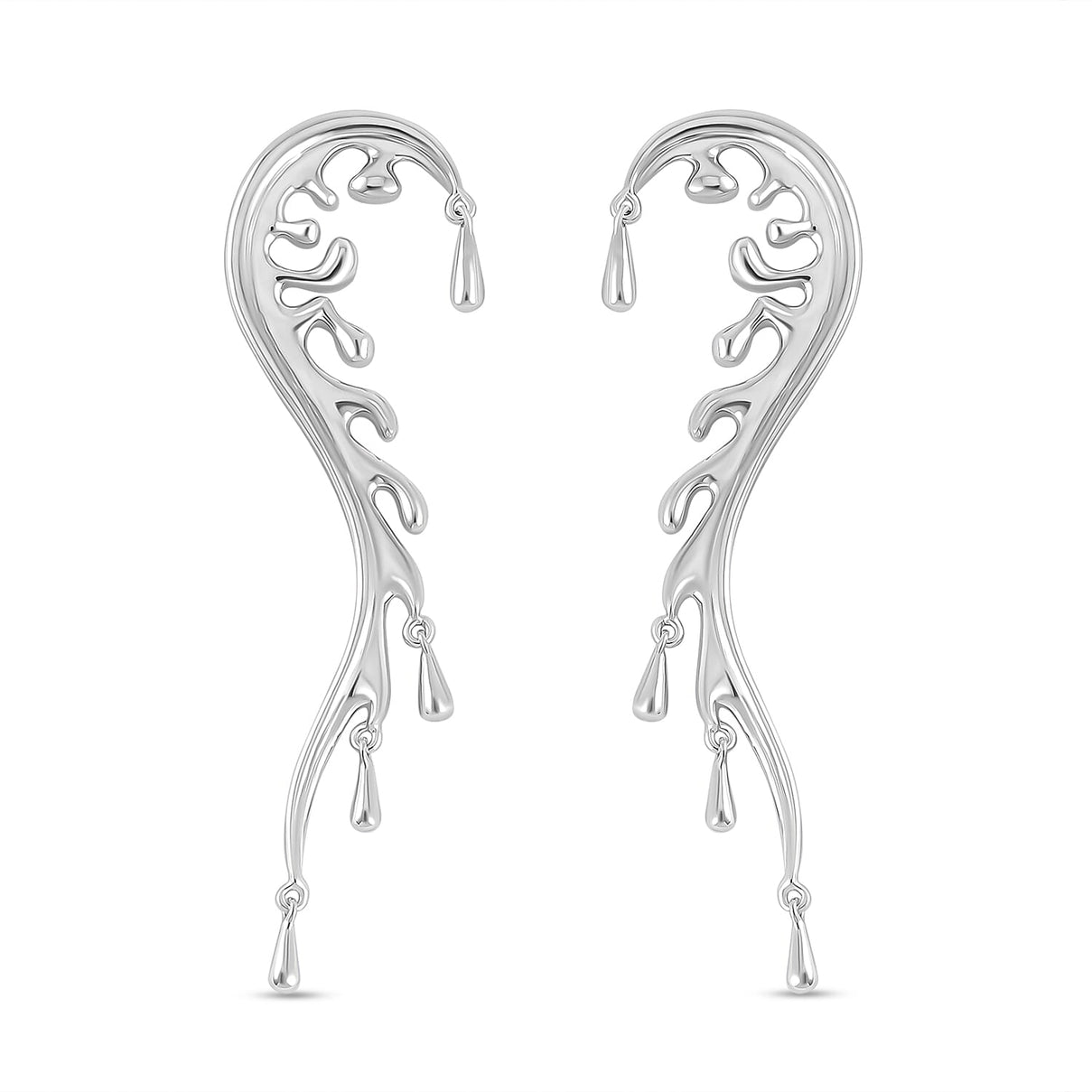 Lucy Q Splash Collection - Rhodium Overlay Sterling Silver Earring (with Push Back), Silver Wt. 9.50 Gms 2861431 0