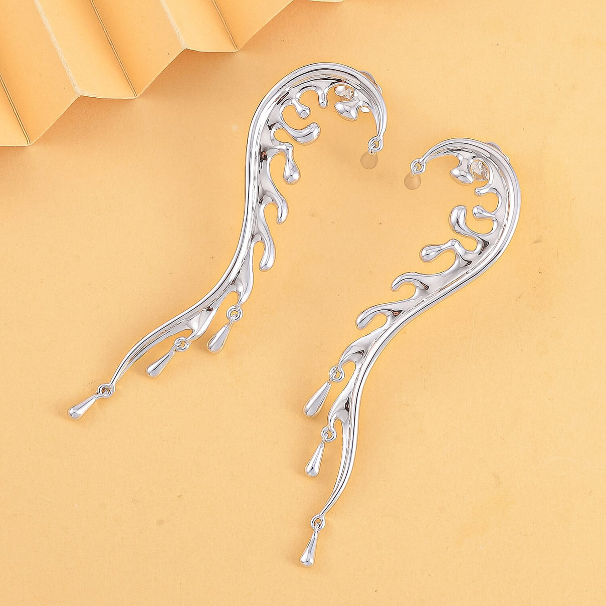 Lucy Q Splash Collection - Rhodium Overlay Sterling Silver Earring (with Push Back), Silver Wt. 9.50 Gms 2861431 1