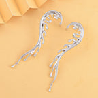 Lucy Q Wave Collection - Rhodium Overlay Sterling Silver Earrings, Silver Wt. 9.50 Gms