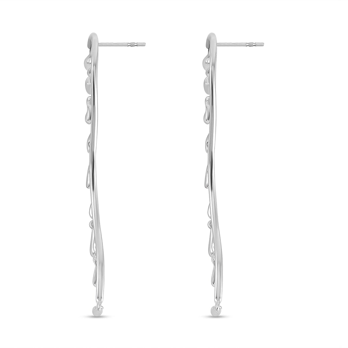 Lucy Q Splash Collection - Rhodium Overlay Sterling Silver Earring (with Push Back), Silver Wt. 9.50 Gms 2861431 3