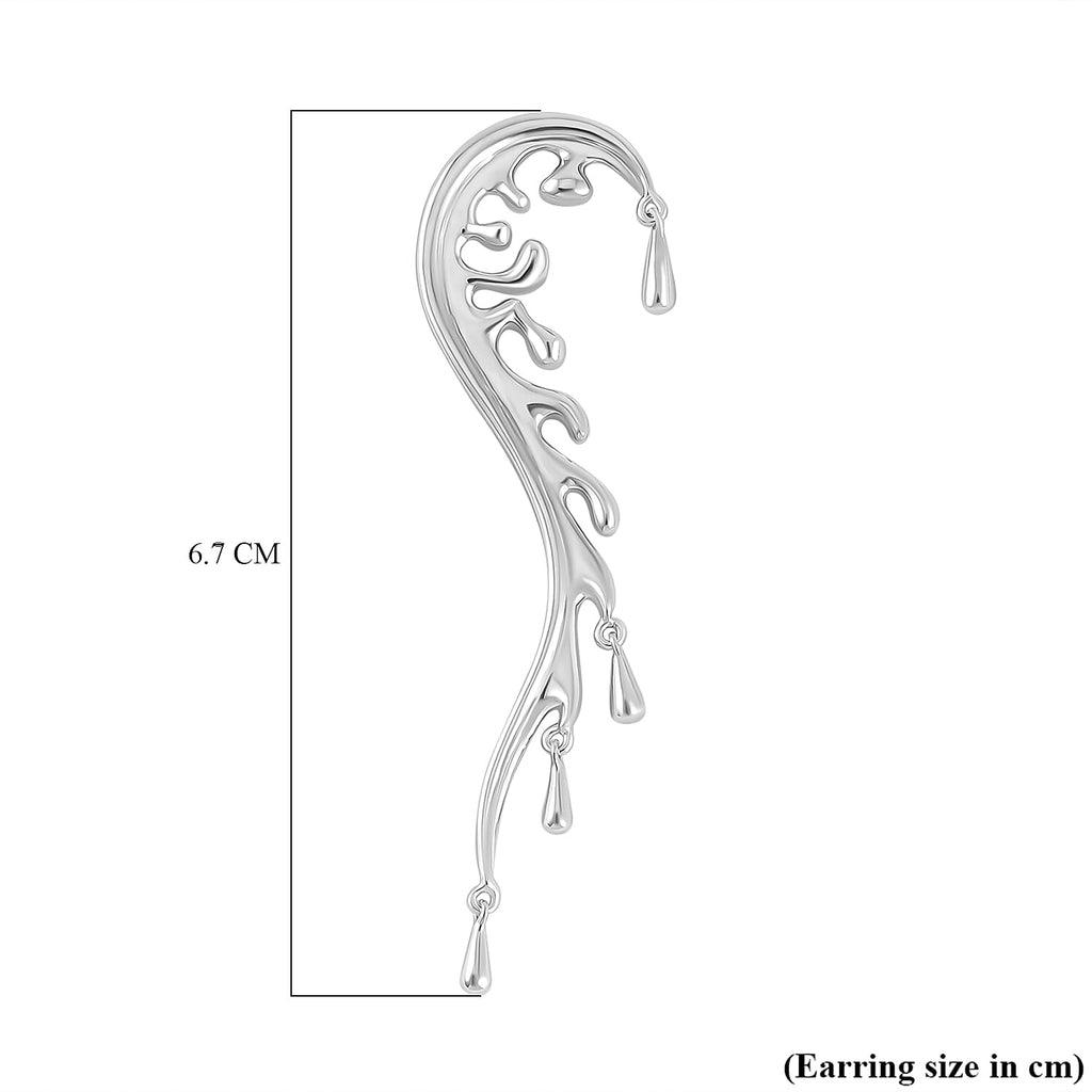 Lucy Q Wave Collection - Rhodium Overlay Sterling Silver Earrings, Silver Wt. 9.50 Gms